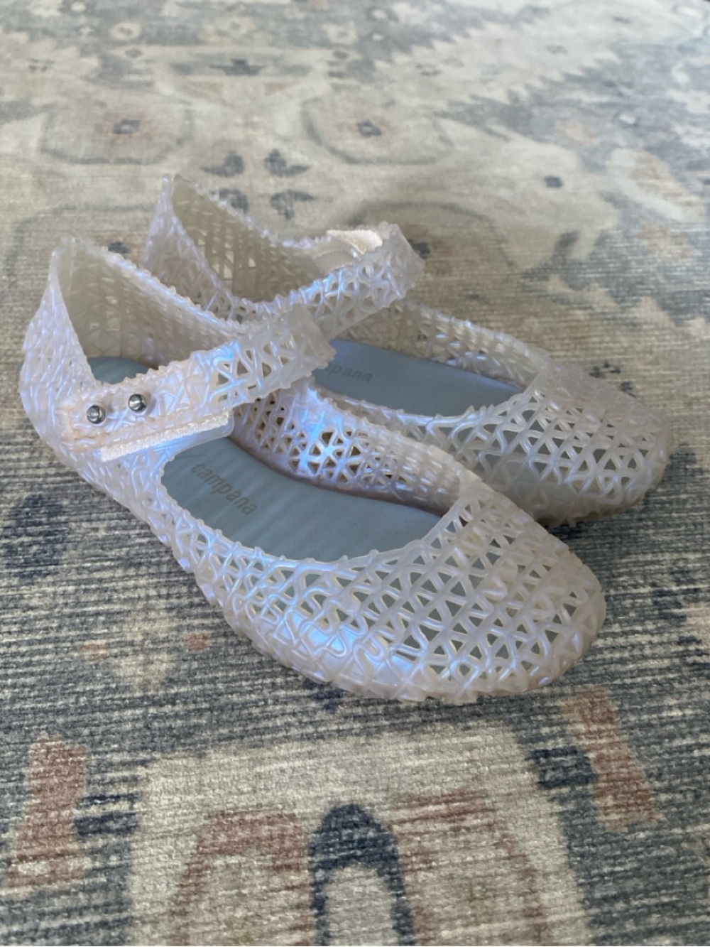 Mini Melissa Campana GirlsPearl-blue Jelly Mary Jane Shoes with Adjustable Strap